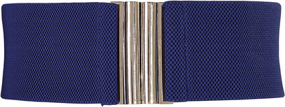 Grace Karin Wide Stretchy Vintage Waist Belt with Metal Buckle Muticolored CL409 Apparel & Accessories > Clothing Accessories > Belts GRACE KARIN Navy Blue Medium 