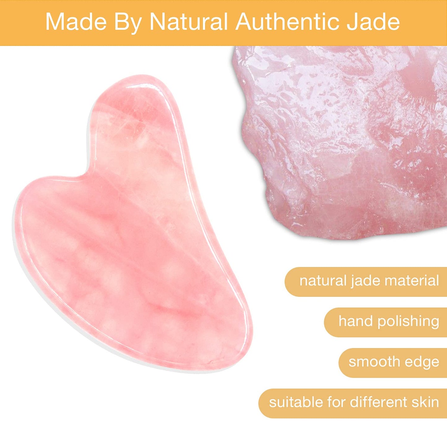 COOESS Guasha Tool for Face, Gua Sha Massage Tool Natural Genuine Rose Quartz Jade Stone Gua-Sha Facial Tool for Eyes, Neck and Body Health & Beauty > Personal Care > Cosmetics > Cosmetic Tools > Skin Care Tools COOESS   