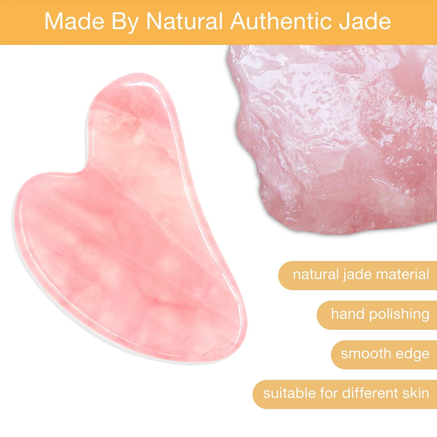 COOESS Guasha Tool for Face, Gua Sha Massage Tool Natural Genuine Rose Quartz Jade Stone Gua-Sha Facial Tool for Eyes, Neck and Body Health & Beauty > Personal Care > Cosmetics > Cosmetic Tools > Skin Care Tools COOESS   
