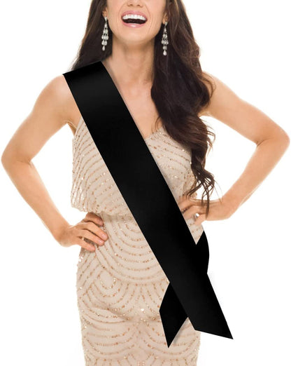 Timnod 4 Pack Premium White Blank Satin Sash , Plain Sash , Pageant Sash , DIY Sash for Party Decorations, Wedding ,Halloween , Etc ( 4 Pins Included ) (White) Apparel & Accessories > Clothing Accessories > Sashes Timnod Black  