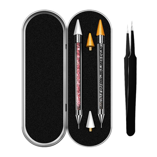 Vikerer 2 Pack Rhinestone Picker, Diamond Painting Dotting Pen Dual-End Rhinestones Pickup Tool for Nail Gems Stones Crystals DIY Nail Art Crafts with 2 Extra Tips and 1X Tweezer Health & Beauty > Personal Care > Cosmetics > Cosmetic Tools > Nail Tools Vikerer White Pink  