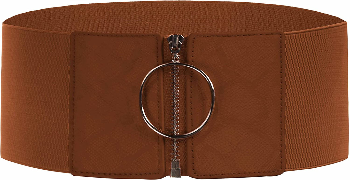 Grace Karin Wide Stretchy Vintage Waist Belt with Metal Buckle Muticolored CL409 Apparel & Accessories > Clothing Accessories > Belts GRACE KARIN Brown-1043 Small 