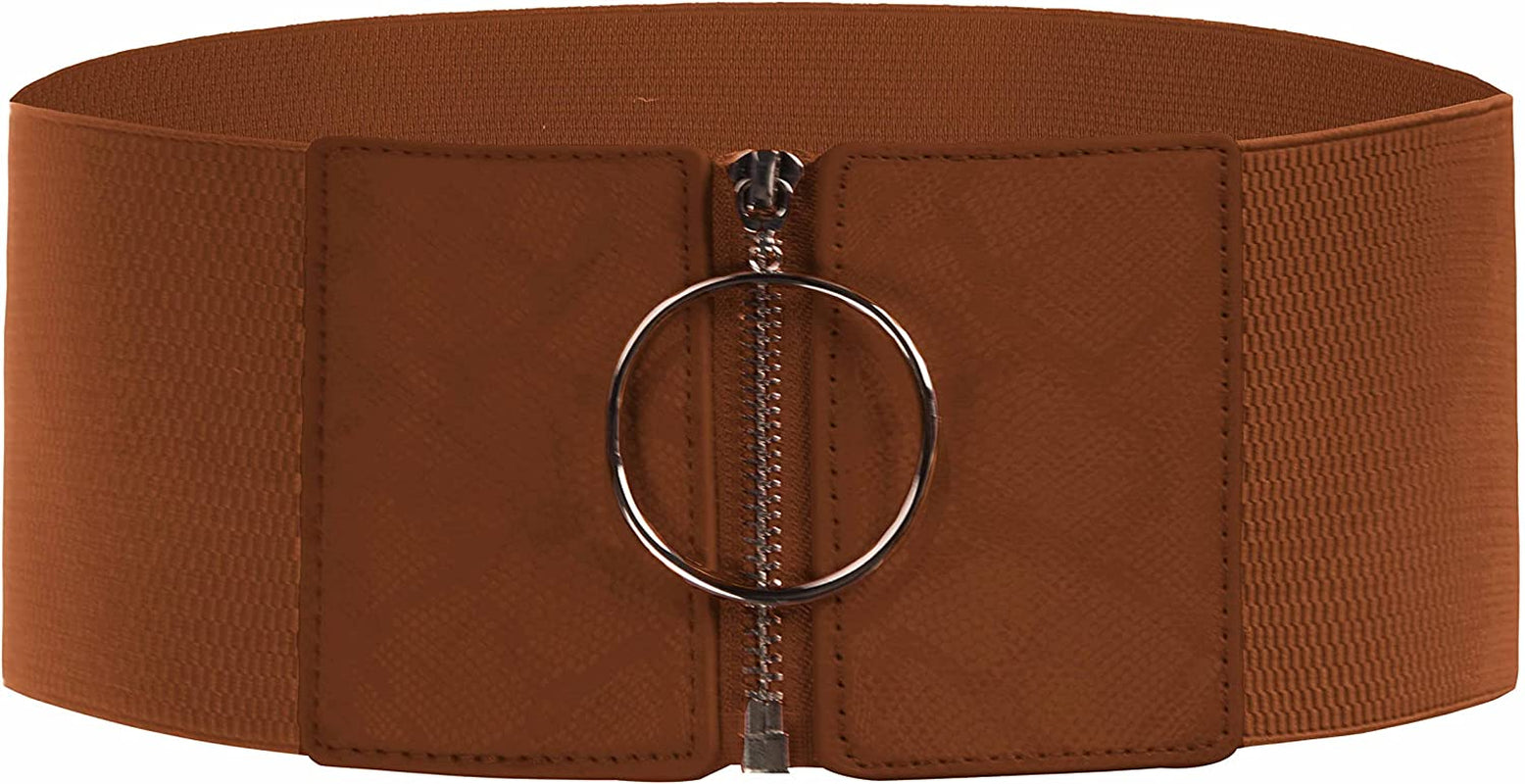 Grace Karin Wide Stretchy Vintage Waist Belt with Metal Buckle Muticolored CL409 Apparel & Accessories > Clothing Accessories > Belts GRACE KARIN Brown-1043 Small 