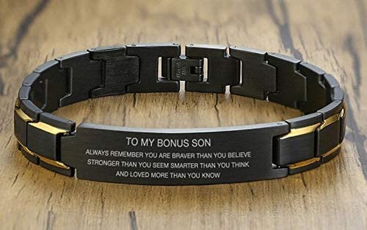 Bonus Son Birthday Gift - Unbiological Son Gifts from Stepmom Bracelet - Stepson Christmas Gifts 2020 - Gift from Stepdad to Bonus Son Apparel & Accessories > Jewelry > Bracelets Mugart   
