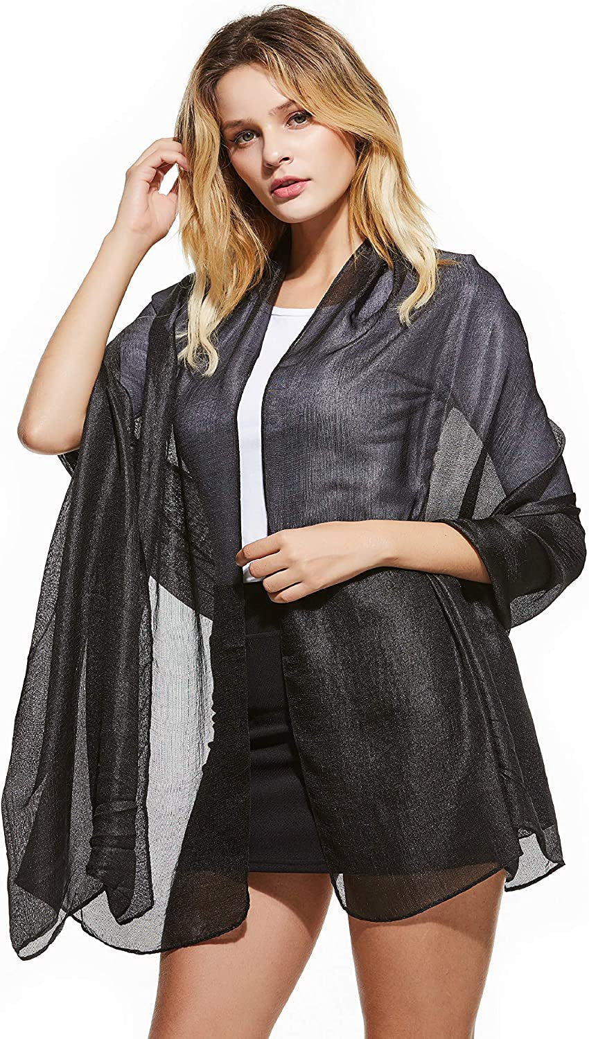 Wedding Shawl Metallic Sparkle Party Formal Shawls and Wraps for Evening Dresses Apparel & Accessories > Clothing Accessories > Scarves & Shawls The Twins Dream Black One Size 