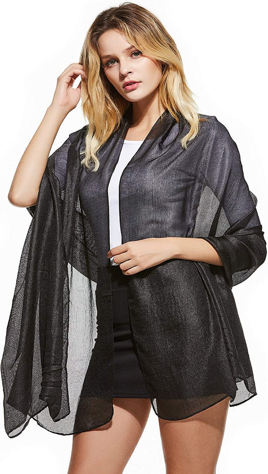 Wedding Shawl Metallic Sparkle Party Formal Shawls and Wraps for Evening Dresses Apparel & Accessories > Clothing Accessories > Scarves & Shawls The Twins Dream Black One Size 