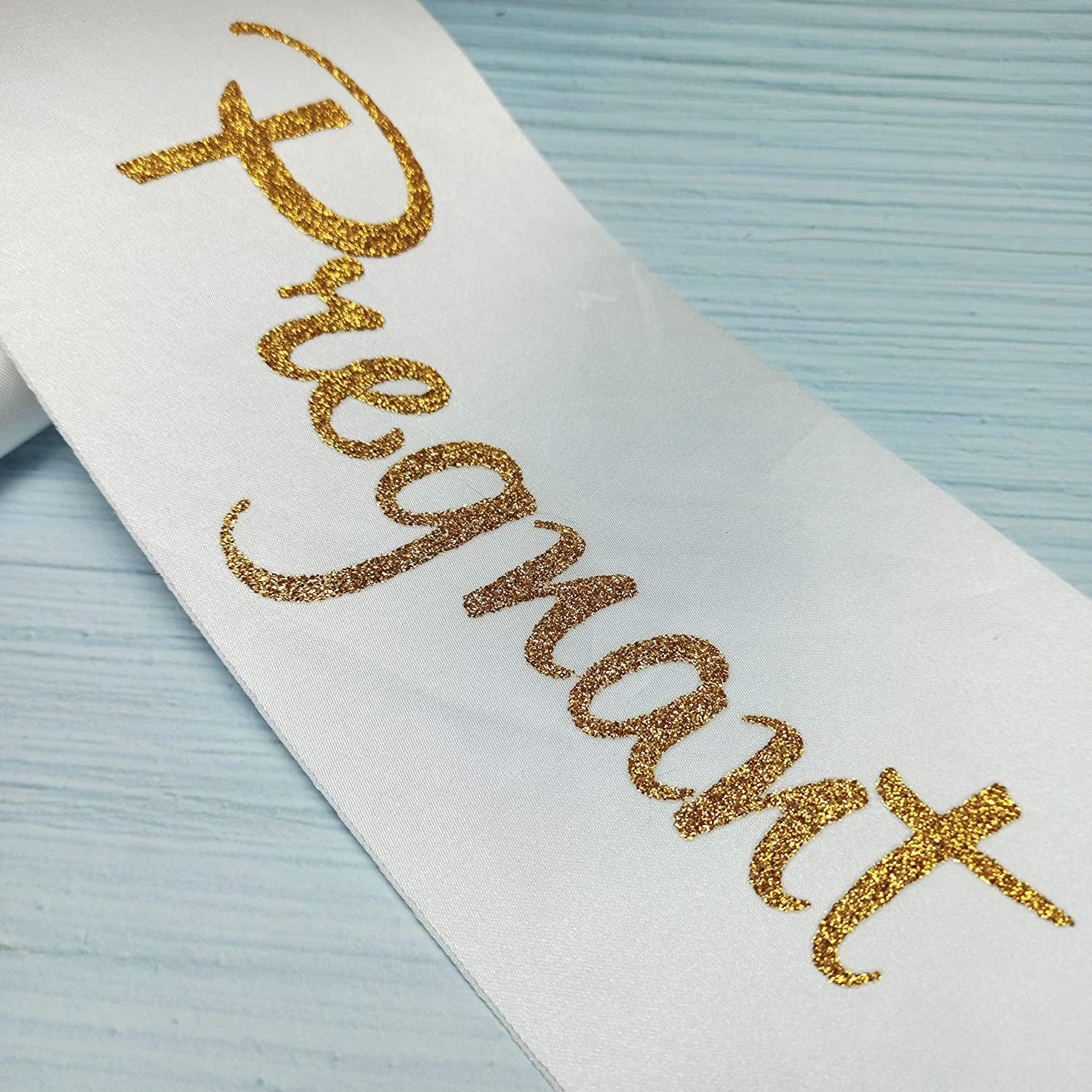 Baby Shower Mom Sash, Pregnant AF Sash for Mommy to Be, Baby Gender Reveal Pregnancy Announcement Decorations, Pink or Blue Boy or Girl Sex Reveal Supplies, Future Mummy Gift, White Apparel & Accessories > Clothing Accessories > Sashes Magnusson's Garden   