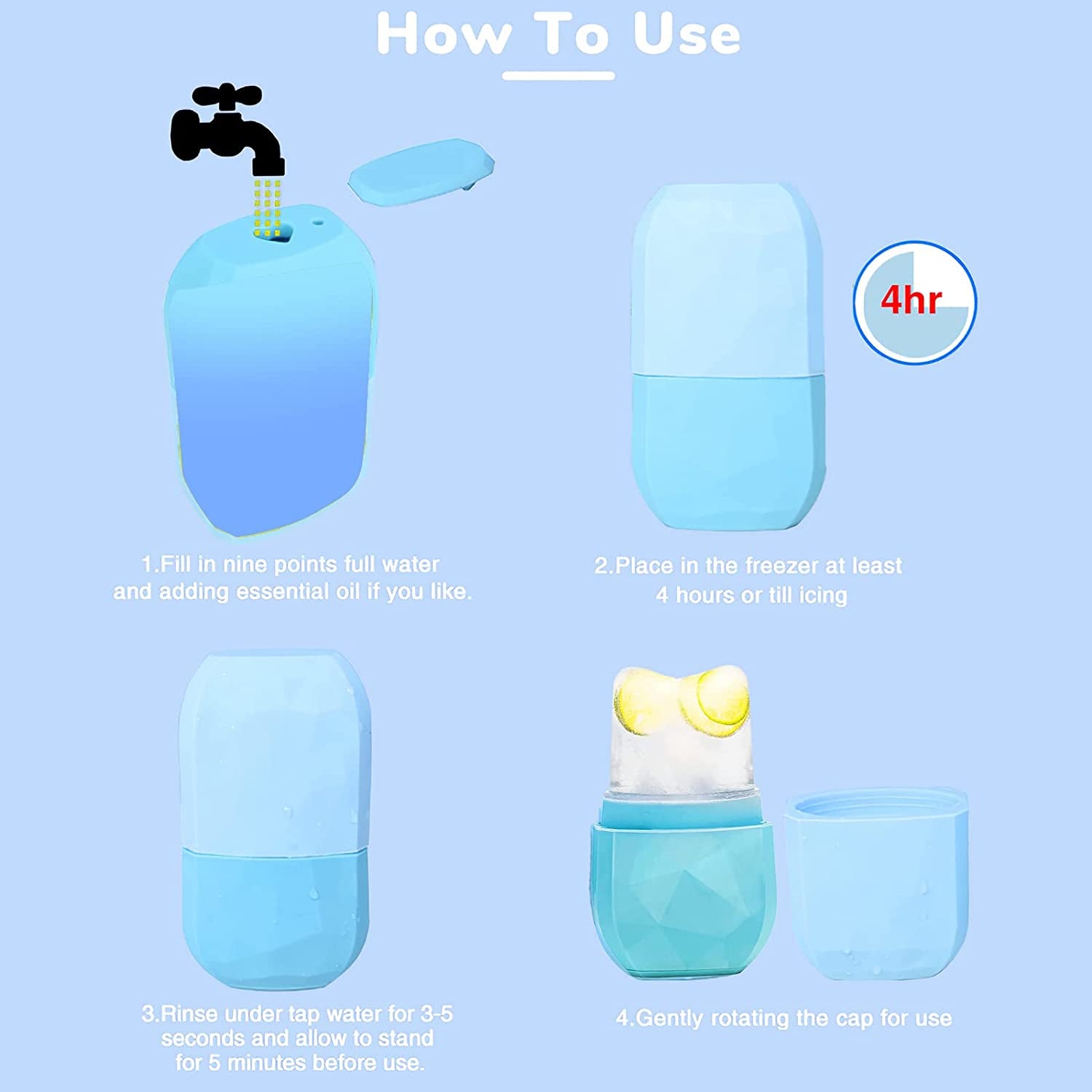 Ice Face Roller,Ice Roller for Face & Eye Beauty Ice Contour Cube Skin Care Tools for Facial Treatment Reusable Silicone Ice Mold for Face Beauty Massage Ice Tray Health & Beauty > Personal Care > Cosmetics > Cosmetic Tools > Skin Care Tools YQHIGH   