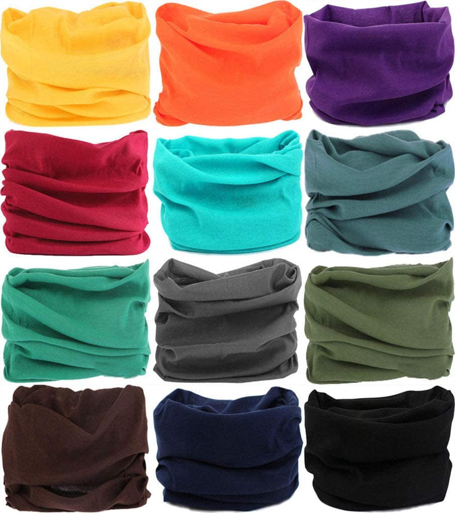 VANCROWN Headband Neck Gaiter Head Wrap Headwear Face Mask Magic Scarf Bandana for Men and Women Apparel & Accessories > Clothing Accessories > Headwear VANCROWN 12PCS.Solid Color  