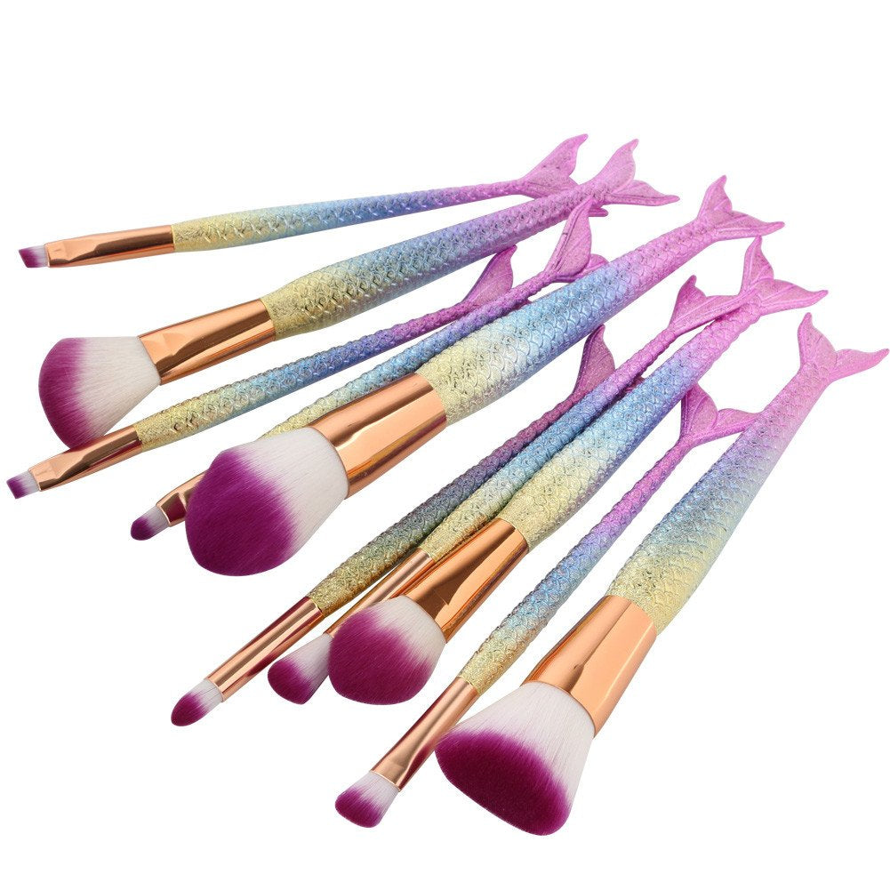 Mermaid Makeup Brush Set, Coshine 10Pcs/Set Colorful Rainbow Unique Mermaid Makeup Brush Set Cosmetic Tools Kits Health & Beauty > Personal Care > Cosmetics > Cosmetic Tools > Makeup Tools COSHINE 3D Rainbow  