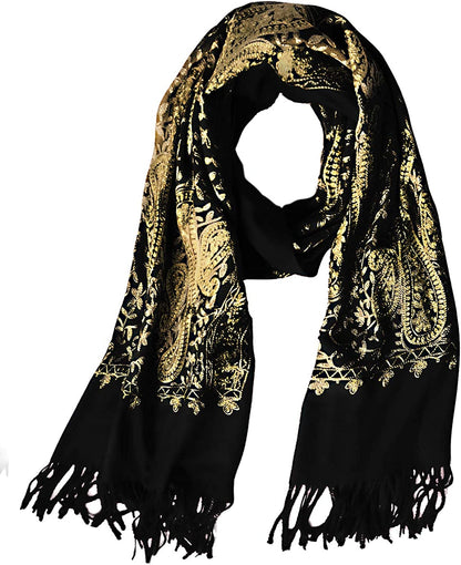 Women'S Embroidered Oversize Tassel Shawl Scarf Wraps for Women Apparel & Accessories > Clothing Accessories > Scarves & Shawls Urban CoCo #3-black  