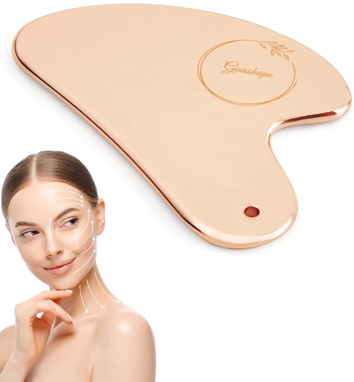 GUASHAPE Gua Sha Facial Tools, Face Stone, Natural Rose Quartz Gua Sha Stone, Guasha Tool for Face Sculpting, Shaping, Reduce Puffiness, Tension Relief, Gua Sha Massage Tool for Face, Eyes and Body Health & Beauty > Personal Care > Cosmetics > Cosmetic Tools > Skin Care Tools GUASHAPE E) Rose Gold  