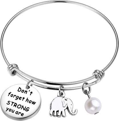 MYOSPARK Elephant Keychain Don'T Forget How Strong You Are Inspirational Gift for Graduate Elephant Lovers Apparel & Accessories > Jewelry > Necklaces MYOSPARK Elephant bracelet  