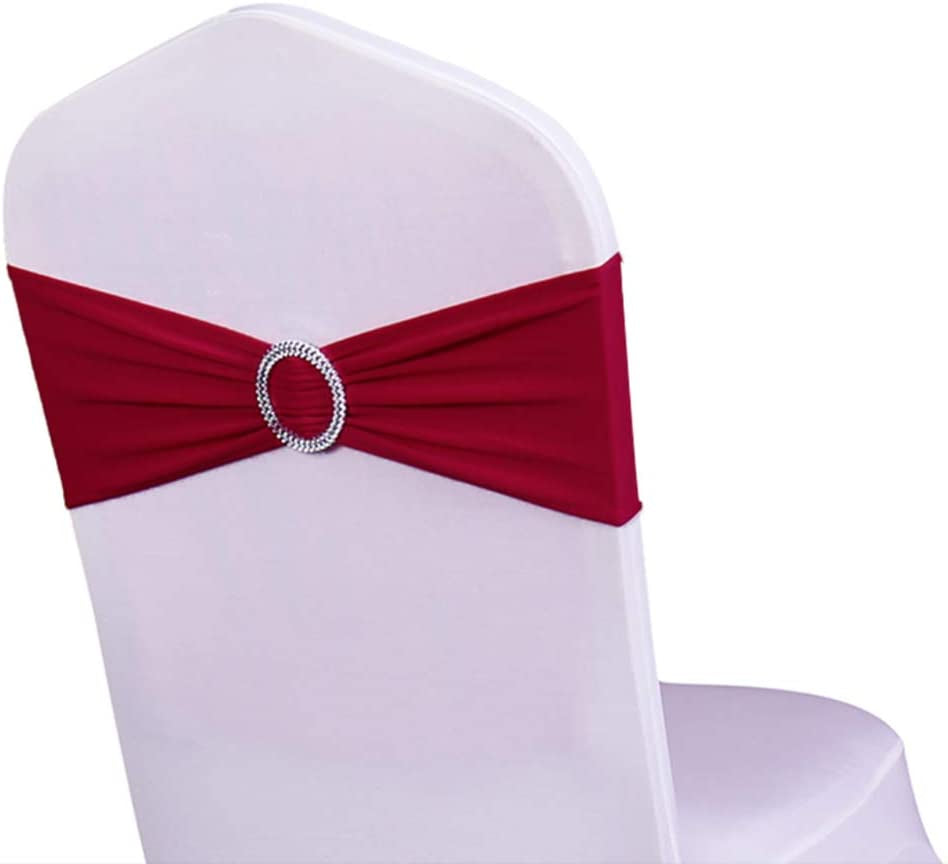 WENSINL Pack of 50 Stretch Chair Sashes for Wedding, Elastic Lycra Chair Bands with Buckle Slider, Chair Bows for Party, without White Chair Covers (Sky Blue) Apparel & Accessories > Clothing Accessories > Sashes HAOYU Burgundy 100 