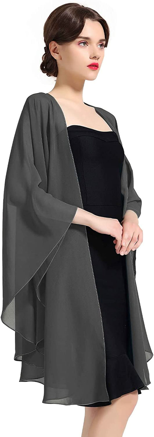 Shawl Wrap Chiffon Scarf for Women Evening Dresses Wedding Stole Black White Blue 25 Colors by BEAUTELICATE Apparel & Accessories > Clothing Accessories > Scarves & Shawls BEAUTELICATE Stone Grey  