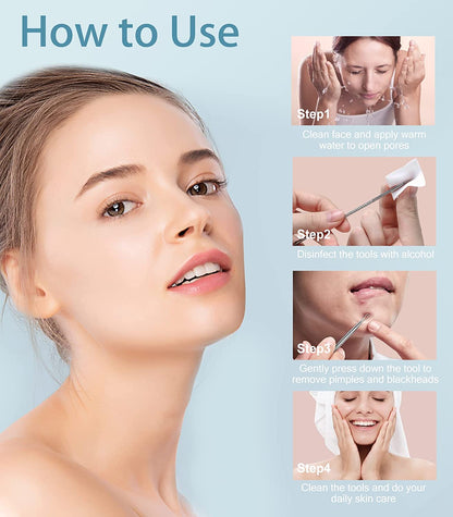 Pimple Popper Tool Kit, Upmore 6PCS Blackhead Remover Professional Stainless Acne Blemish Comedone Extractor Removal Tools with Metal Case and Tweezers for Whitehead Acne on Nose Face Health & Beauty > Personal Care > Cosmetics > Cosmetic Tools > Skin Care Tools Upmore   