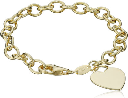 Collection Sterling Silver Heart Tag Bracelet, 7.5" Apparel & Accessories > Jewelry > Bracelets Amazon Collection Yellow Gold Plated 7.5" 