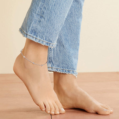 Ross-Simons 0.80 Ct. T.W. CZ Station Anklet in Sterling Silver. 9 Inches Apparel & Accessories > Jewelry > Anklets Ross-Simons   