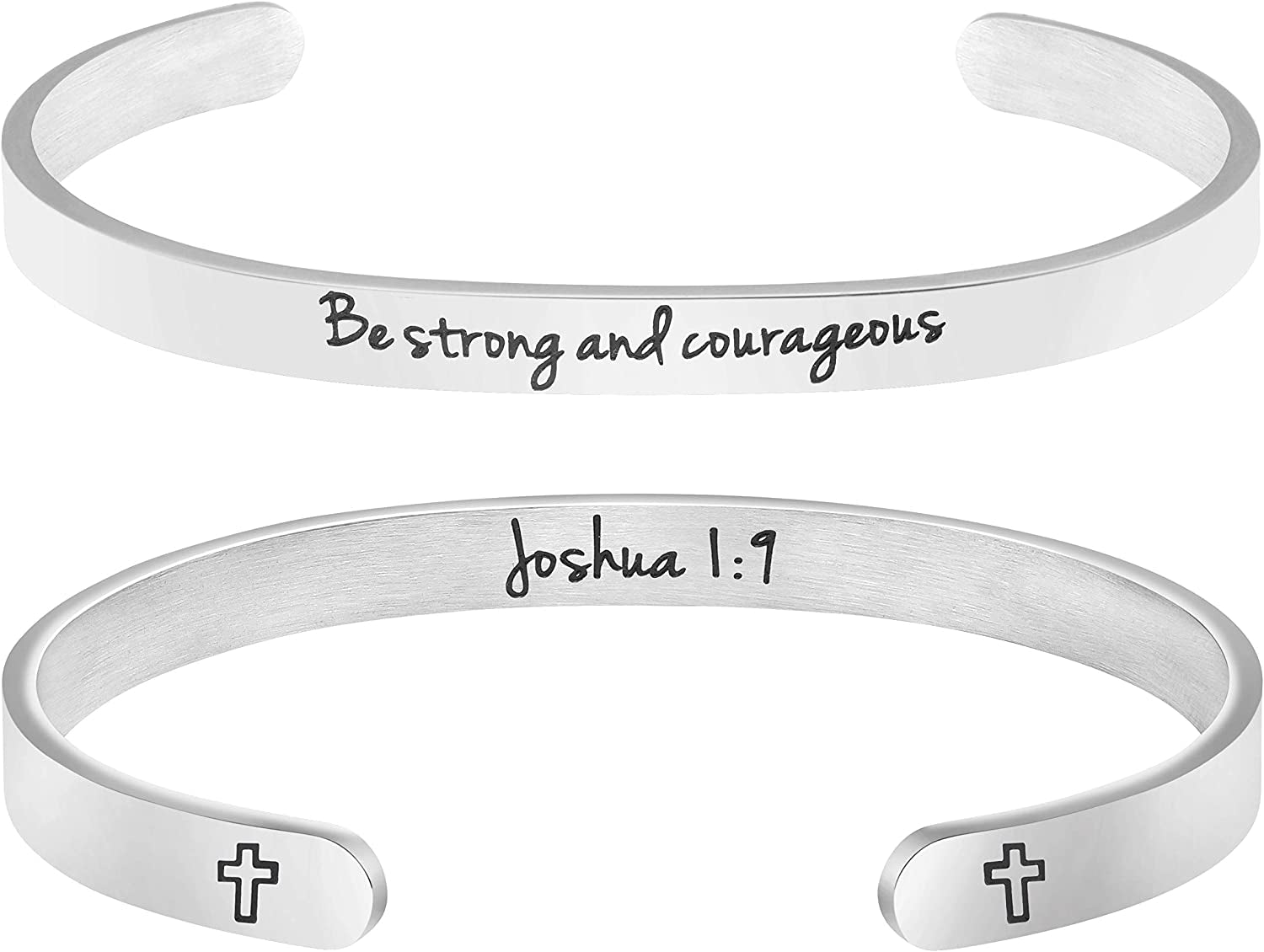 Christian Bracelets for Women Inspirational Gifts Bible Verse Religious Faith Jewelry Cuff Bracelet Mothers Day Christmas Birthday Jewelry for Her Mother Daughter Apparel & Accessories > Jewelry > Bracelets Memgift Joshua 1:9-Be strong and courageous  