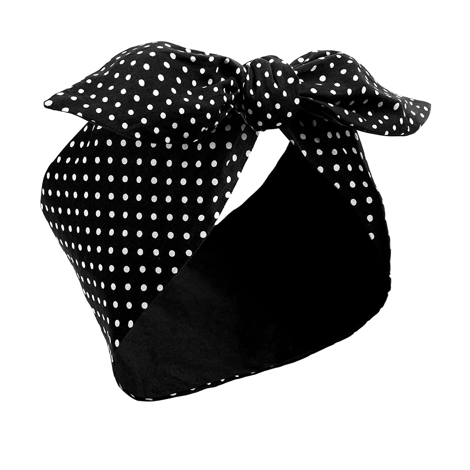 Costume Headband White Polka Dot Bandana Headband Wire Headband Retro Hairband Headwrap Hair Accessories for Women and Girls (Small Dots, Red) Apparel & Accessories > Clothing Accessories > Bandanas & Headties Hicarer Black Small Dots 