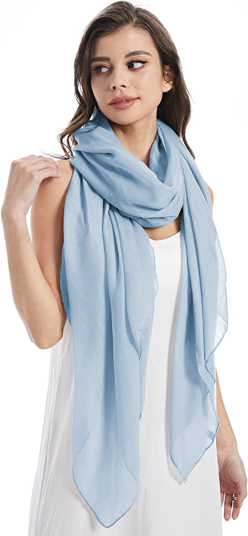 Missshorthair Womens Solid Color Scarfs Long Lightweight Scarf for Women Large Sheer Wrap Shawl Apparel & Accessories > Clothing Accessories > Scarves & Shawls MissShorthair Lake  