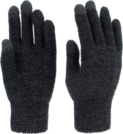 Women Winter Warm Touch Screen Gloves Knitted Soft Elastic Thick Gloves for Clod Weather Apparel & Accessories > Clothing Accessories > Gloves & Mittens Muryobao Z-black  