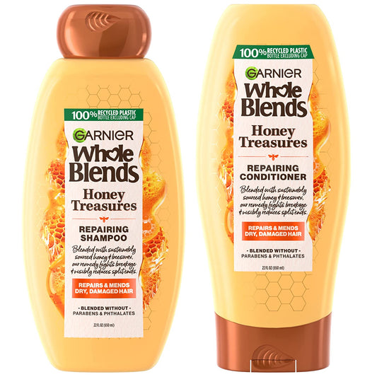 Garnier Whole Blends Honey Treasures Repairing Shampoo and Conditioner, for Dry, Damaged Hair, 22 Fl Oz Ea, 1 Kit (Packaging May Vary) Health & Beauty > Personal Care > Hair Care Garnier Shampoo + Conditioner  