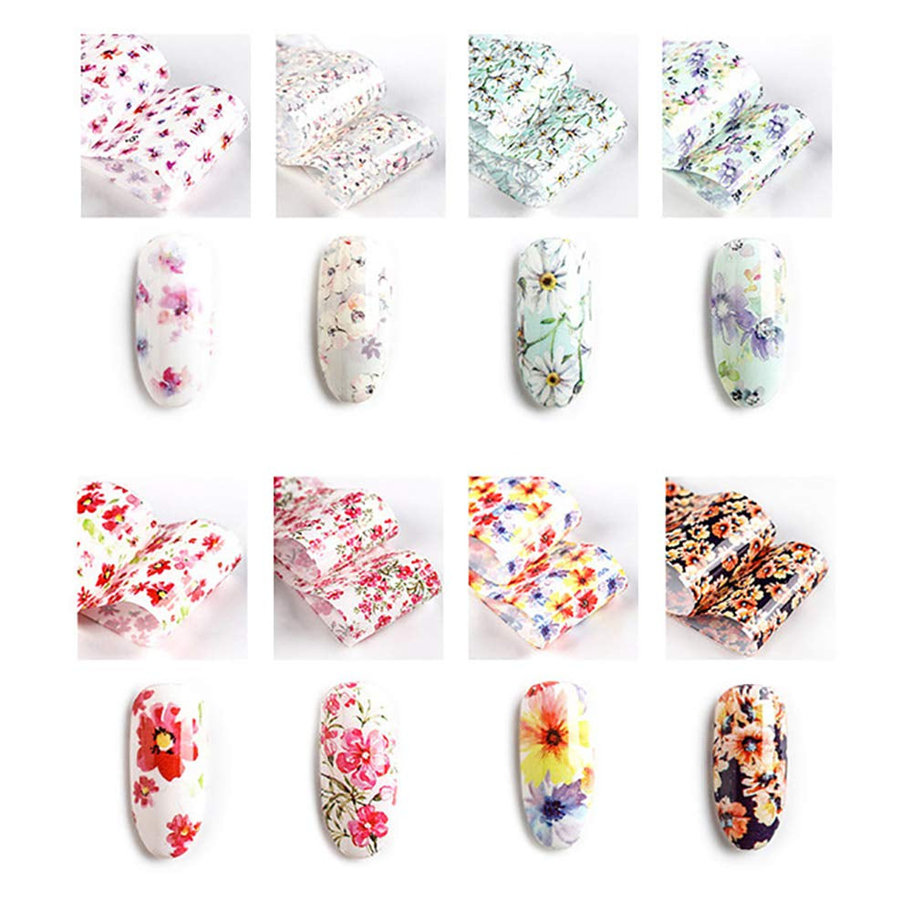 SILPECWEE 50 Sheets Foil Nail Art Transfer Stickers Tips Laser Flower Marbling Solid Color Nail Wraps Decals Starry Sky Star Manicure DIY Tools Health & Beauty > Personal Care > Cosmetics > Cosmetic Tools > Nail Tools FaCai   