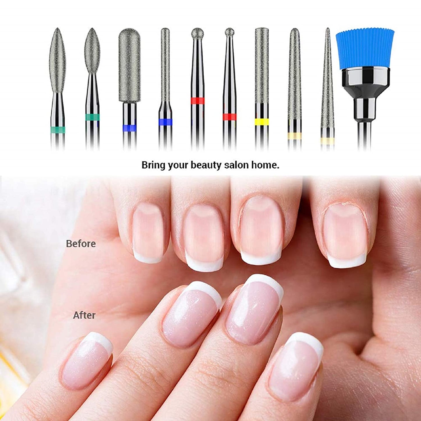 Melodysusie 10Pcs Nail Drill Bits Set, 3/32 Inch Diamond Cuticle Nail Bits Kit for Nail Drill E-File, Manicure Pedicure Remover Tools for Acrylic Gel Nails, Salon Home Nail Care Supplies, Silver Health & Beauty > Personal Care > Cosmetics > Cosmetic Tools > Nail Tools MelodySusie   