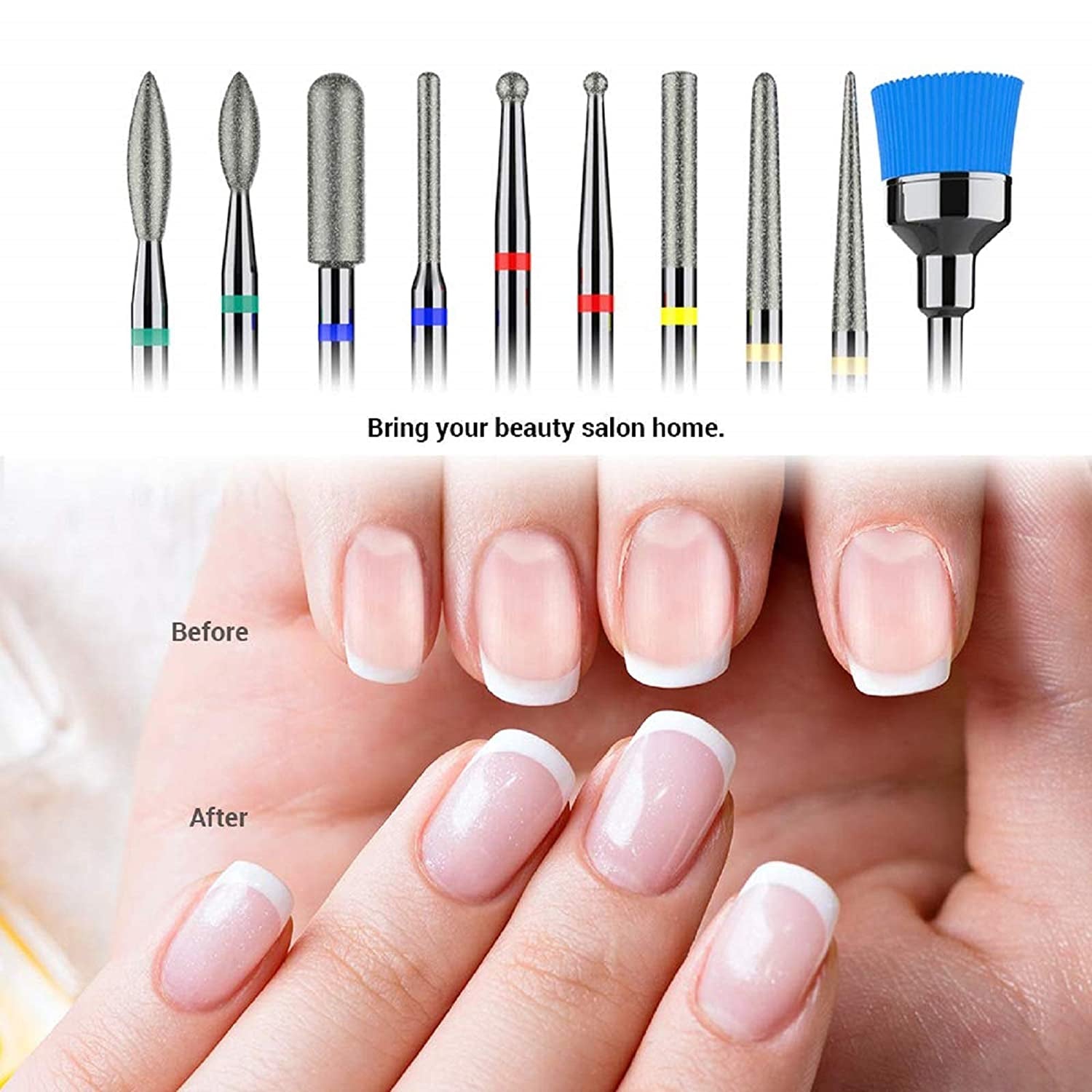 Melodysusie 10Pcs Nail Drill Bits Set, 3/32 Inch Diamond Cuticle Nail Bits Kit for Nail Drill E-File, Manicure Pedicure Remover Tools for Acrylic Gel Nails, Salon Home Nail Care Supplies, Silver Health & Beauty > Personal Care > Cosmetics > Cosmetic Tools > Nail Tools MelodySusie   