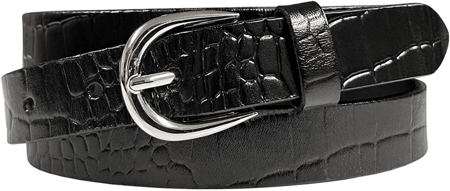 Women'S Dress Belt Casual Fashion Waist Skinny Belt 1"(25Mm) Wide, Multi-Style Options Apparel & Accessories > Clothing Accessories > Belts Belts.com Style 1 - Premium Leather Alligator Black 34 
