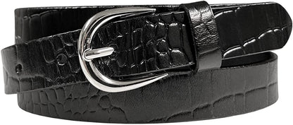 Women'S Dress Belt Casual Fashion Waist Skinny Belt 1"(25Mm) Wide, Multi-Style Options Apparel & Accessories > Clothing Accessories > Belts Belts.com Style 1 - Premium Leather Alligator Black 34 