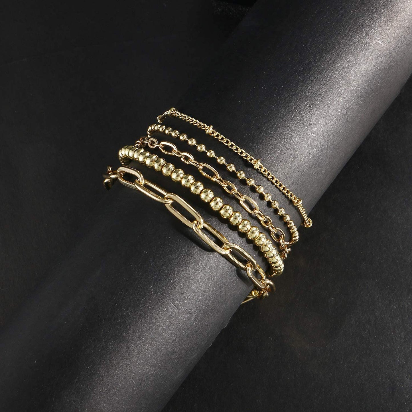 Gold Chain Bracelet Sets for Women Girls 14K Gold Plated Dainty Link Paperclip Bracelets Stake Adjustable Layered Metal Link Bracelet Set Fashion Jewelry Apparel & Accessories > Jewelry > Bracelets CONRAN KREMIX   