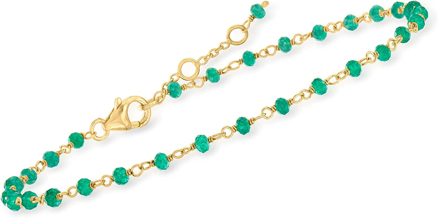Ross-Simons Green Chalcedony Anklet in 18Kt Gold over Sterling. 9 Inches Apparel & Accessories > Jewelry > Anklets Ross-Simons   