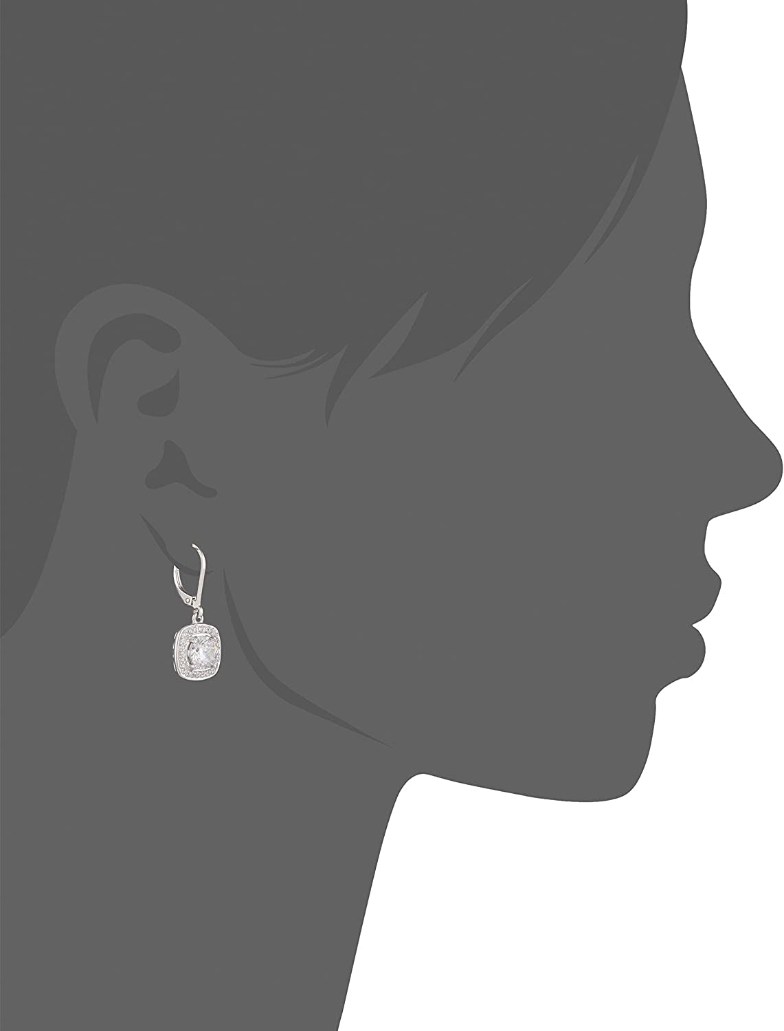 Collection Sterling Silver Cubic Zirconia Round-Cut Halo Drop Leverback Earrings (3 Cttw) Apparel & Accessories > Jewelry > Earrings Amazon Collection   