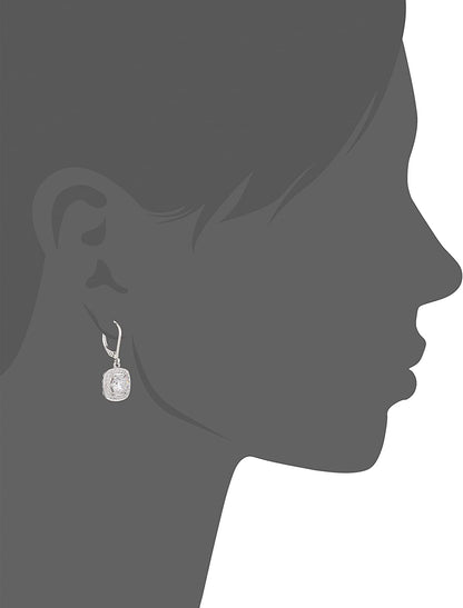 Collection Sterling Silver Cubic Zirconia Round-Cut Halo Drop Leverback Earrings (3 Cttw) Apparel & Accessories > Jewelry > Earrings Amazon Collection   