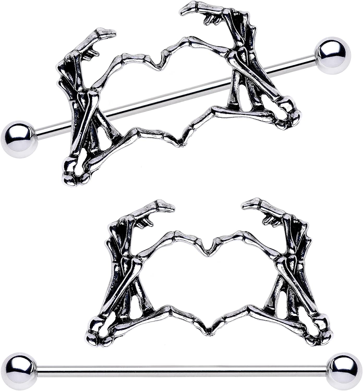 Body Candy Nipplerings Piercing Women 14G 1 1/2" Stainless Steel Skeleton Heart 2Pc Dangle Nipple Ring Set 38Mm Apparel & Accessories > Jewelry > Body Jewelry Body Candy   