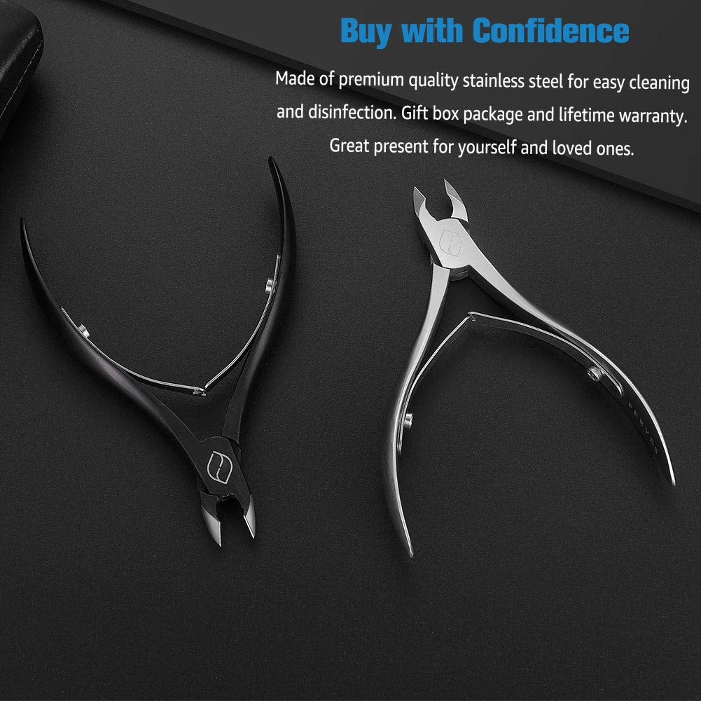 FERYES Cuticle Cutters 1/2 Jaw - Professional Stainless Steel Cuticle Clippers Nail Cuticle Remover Tool, Nail Dead Skin Clipper - BLACK Health & Beauty > Personal Care > Cosmetics > Cosmetic Tools > Nail Tools FERYES   