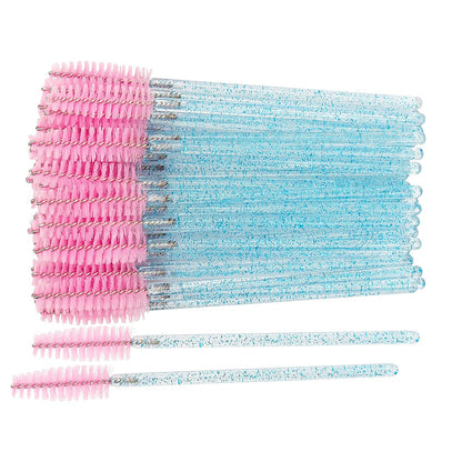 Myaokue-Up 300 Pack Disposable Mascara Wands Crystal Gold Handle Brush Lash Wand Eyelash Extension Tool Bulk Makeup Applicator (Crystal Blue/Deep Green-) Health & Beauty > Personal Care > Cosmetics > Cosmetic Tools > Makeup Tools myaokue-up Crystal Blue/Pink  