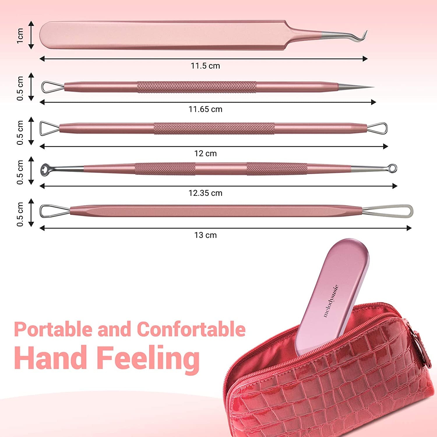Melodysusie Blackhead Remover Pimple Popper Tool Kit Professional Blackhead Extractor Tool for Nose Face, Stainless Comedone Extractor, Blemish Whitehead Popping Tool with Portable Metal Case Health & Beauty > Personal Care > Cosmetics > Cosmetic Tools > Skin Care Tools MelodySusie   
