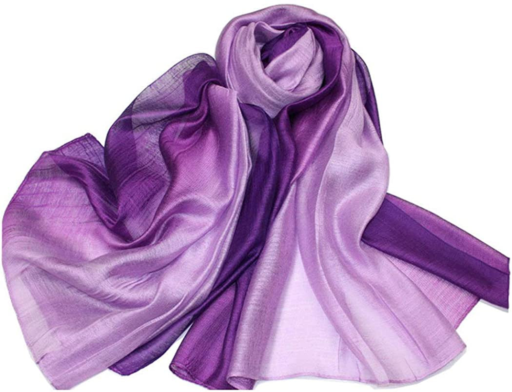 SNUG STAR Cotton Silk Scarf Elegant Soft Wraps Color Shade Scarves for Women Apparel & Accessories > Clothing Accessories > Scarves & Shawls SNUG STAR Purple  