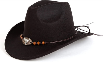 Gossifan Womens Classic Western Cowgirl Cowboy Wide Brim Hats with Belt Apparel & Accessories > Clothing Accessories > Hats Gossifan Aa-black 7 1/8-7 1/4 