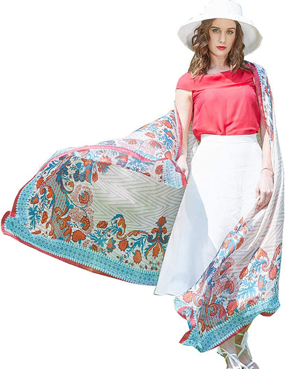 DANA XU Women'S Mulberry Satin Silk Fashion Summer Shawls Large Size Floral Scarf Oversize Soft Wraps for Evening Dresses Apparel & Accessories > Clothing Accessories > Scarves & Shawls DANA XU 46 Multicolor  
