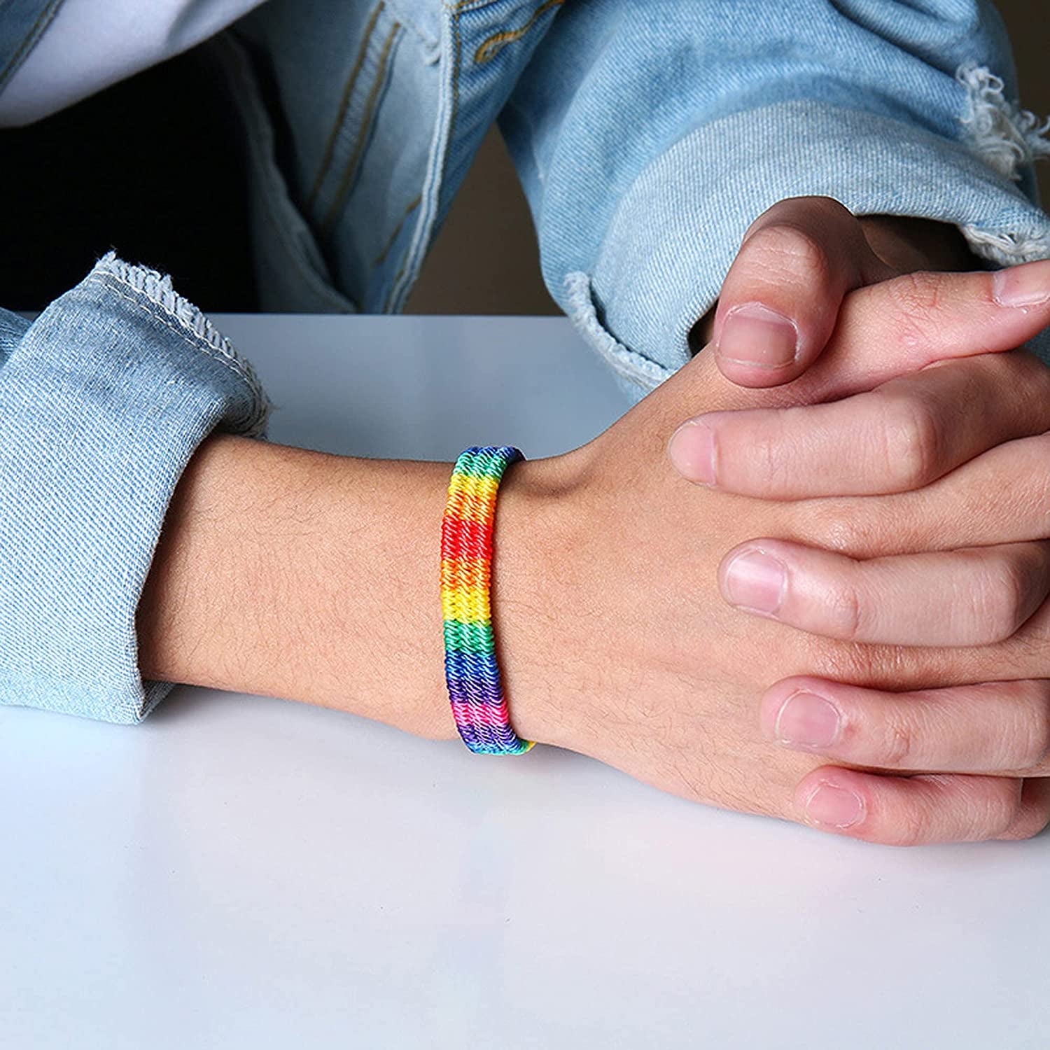 Nanafast Rainbow LGBT Pride Bracelet Handmade Braided Friendship String Bracelet for Gay & Lesbian LGBTQ Wristband Adjustable Size Apparel & Accessories > Jewelry > Anklets Nanafast   
