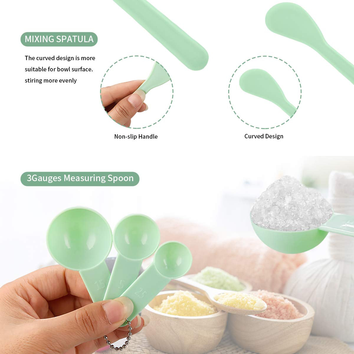 Face Mask Mixing Bowl Set, Boujean 12 Pcs DIY Facemask Mixing Tool Kit with Silicone Facial Mask Bowl Stick Spatula Silicone Brush Spray Bottle Puff Soaking Bottle Gauges Green Health & Beauty > Personal Care > Cosmetics > Cosmetic Tools > Skin Care Tools Boujean   