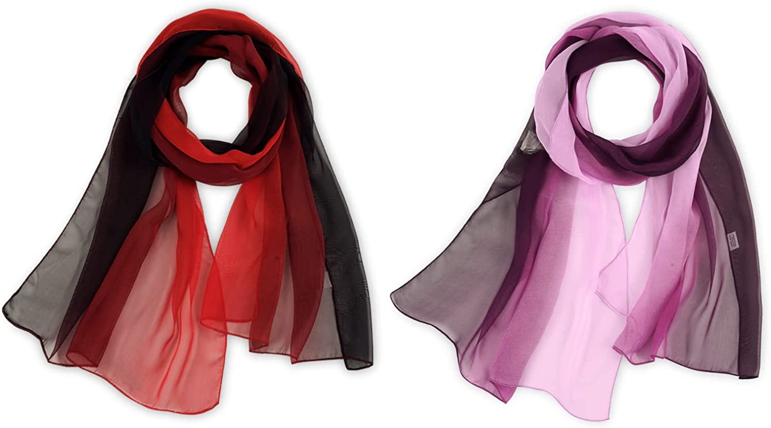 E-Clover Women Soft Floral Print Shawl Chiffon Sheer Scarf Apparel & Accessories > Clothing Accessories > Scarves & Shawls E-Clover Purple+red  
