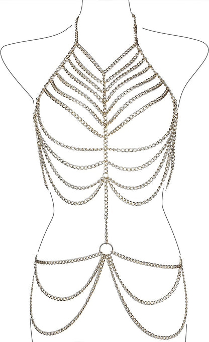 Ccbodily Body Chain Jewelry for Women - Fashion Boho Backless Full Body Chain Belly Chain Jewelry Set for Costume Party Apparel & Accessories > Jewelry > Body Jewelry CCbodily Style-1  