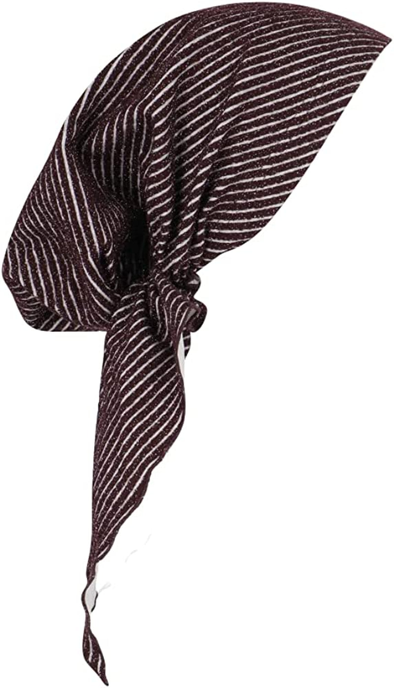 Madison Headwear Pretied Head Scarves for Women Featuring a Unique Sparkly Foil Finish and Stretchy Ribbed Fabric Apparel & Accessories > Clothing Accessories > Headwear Madison Headwear Burgundy/White/Silver  