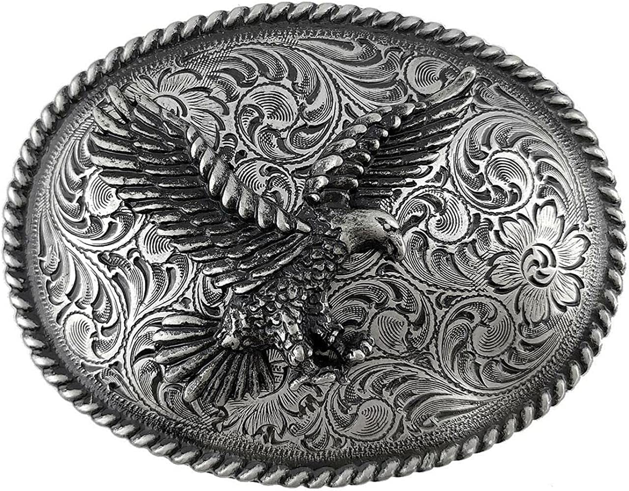 Western Floral Eagle Dogs Birds Star Replacement Belt Buckle Fits 1-1/2"(38Mm) Belt Strap-Multi-Style Options Apparel & Accessories > Clothing Accessories > Belt Buckles Belts.com Type Buckle W1 - H8170 Antique Silver 1-1/2" 