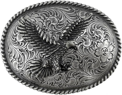Western Floral Eagle Dogs Birds Star Replacement Belt Buckle Fits 1-1/2"(38Mm) Belt Strap-Multi-Style Options Apparel & Accessories > Clothing Accessories > Belt Buckles Belts.com Type Buckle W1 - H8170 Antique Silver 1-1/2" 